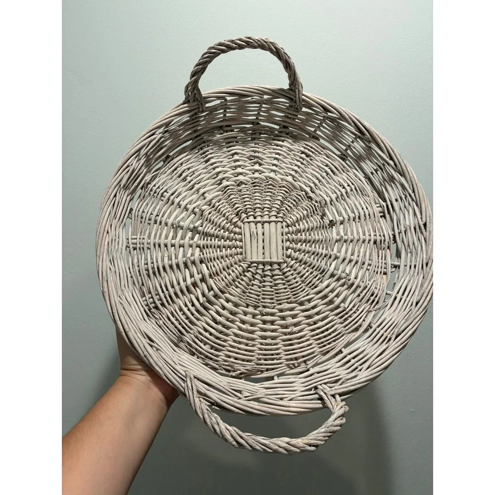 Unbranded Wicker Tray Basket OS Whitewash
